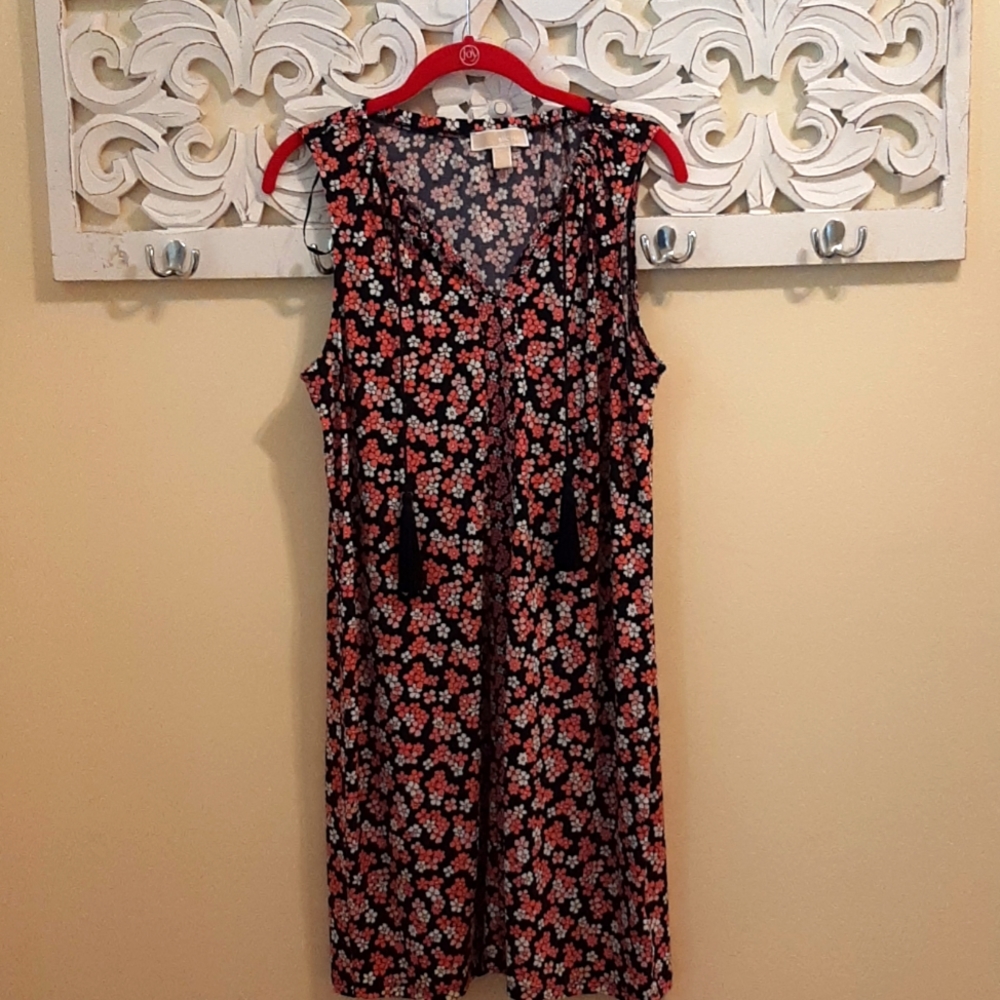 Michael Kors Dress, Size M, Blue Background with White and Pink Flowers